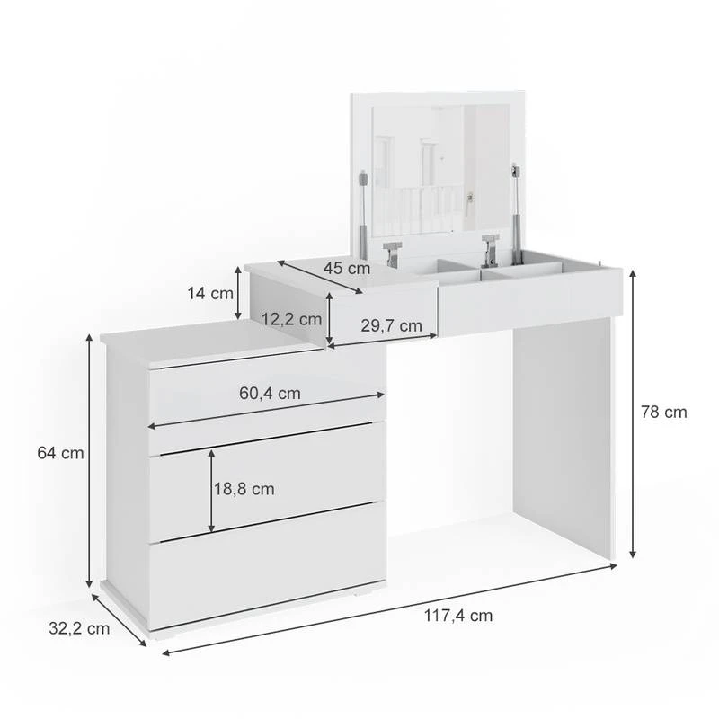 Coiffeuse Lotos Blanc 7 Coiffeuse Lotos Blanc – Image 7