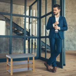 Banc à Chaussures Bambou Gris 2 Niveaux -Wenko Soldes Boutique 013122b4a5a44c9384e5495dba07f60f