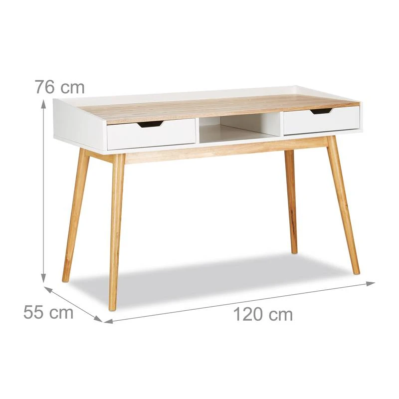 Bureau En Bois Scandinave Avec 2 Tiroirs 4 Bureau En Bois Scandinave Avec 2 Tiroirs – Image 4
