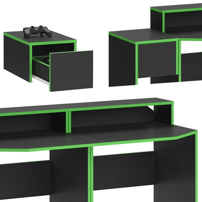 Bureau Ordinateur Kron Noir/Vert Set 8 6 Bureau Ordinateur Kron Noir/Vert Set 8 – Image 6