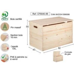 Coffre De Rangement En Pin Brut 135 Litr -Wenko Soldes Boutique 0d561558d8724bca81de09a2e1cbdfb7