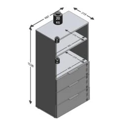 Commode 3 Tiroirs 2 Niches Dark -Wenko Soldes Boutique 1000273825 210615 13350000358 SKETCH DETAILS P000000001000273825 sketch