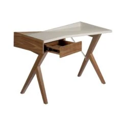 Bureau En Bois De Noyer Et Plateau Laqué -Wenko Soldes Boutique 13fb392e59ba40698c4069a34d03d945