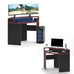 Bureau D'angle Kron Noir/rouge -Wenko Soldes Boutique 187217b366494400b3fb0cbd76598eee