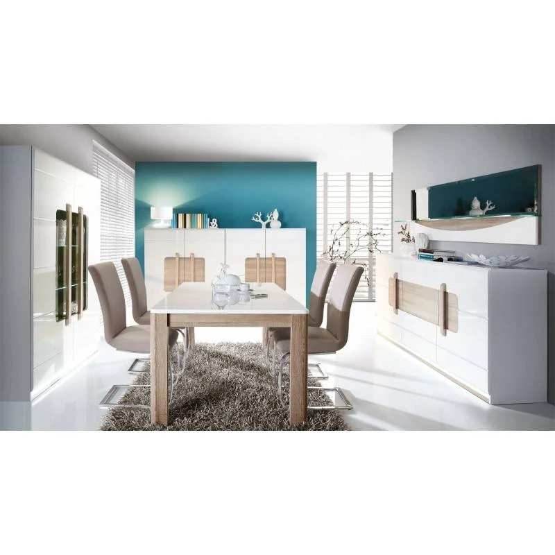 Table 160/206 Cm Plateau Blanc Et Bois 2 Table 160/206 Cm Plateau Blanc Et Bois – Image 2