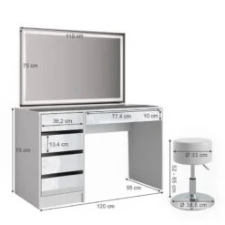 Coiffeuse Sherry, Miroir LED Et Tabouret 5 Coiffeuse Sherry, Miroir LED Et Tabouret -Wenko Soldes Boutique 2023344afde84304ac2b3153c1969382