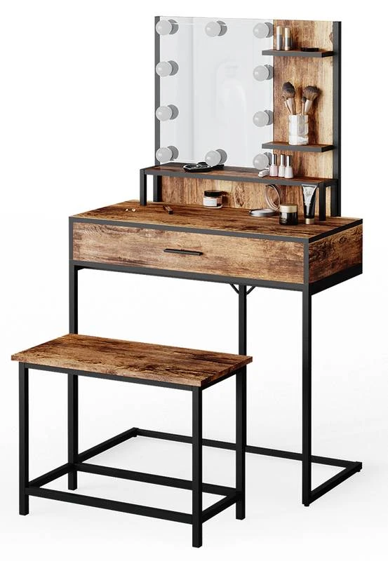 Coiffeuse Fyrk Avec Banc Et LED 5 Coiffeuse Fyrk Avec Banc Et LED – Image 5