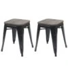 Tabouret HWC-A73 Assise Bois (lot De 2)