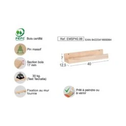 Etagère Murale En Pin Massif - L40 Cm -Wenko Soldes Boutique 25d8a1795a1a47b39eb34fc22dc7e323