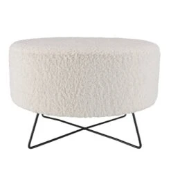 Pouf Rond Tissu Bouclette Blanc -Wenko Soldes Boutique 26ad14276beb4d73b25caba0b1e1f712