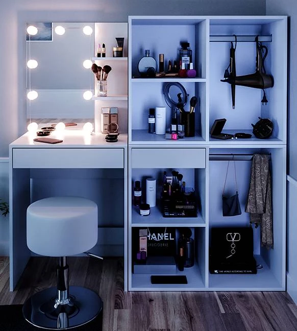 Coiffeuse Isabelle Blanc (5 éléments) 2 Coiffeuse Isabelle Blanc (5 éléments) – Image 2