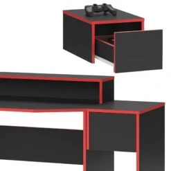 Bureau Ordinateur Kron Noir/rouge Set 2 -Wenko Soldes Boutique 2cb50274f7074c83a5c97c056c42f72f