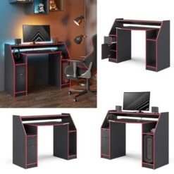 Bureau Ordinateur Joel 123cm Noir/rouge -Wenko Soldes Boutique 2cc0be7294f74a6c89b2f948ba365b94