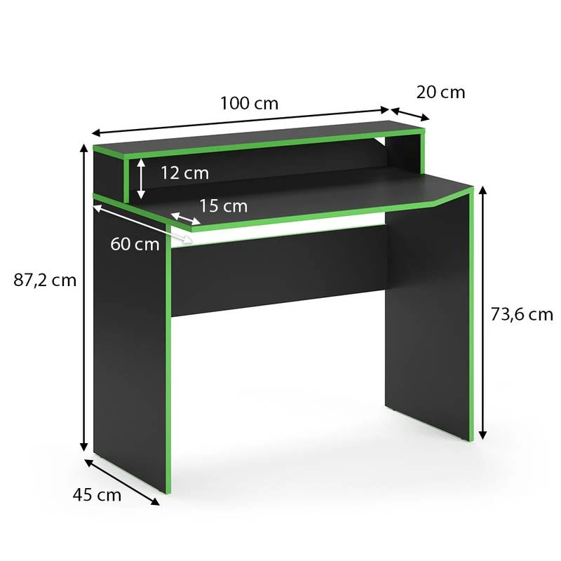 Bureau Ordinateur Kron 100cm Noir/vert 7 Bureau Ordinateur Kron 100cm Noir/vert – Image 7