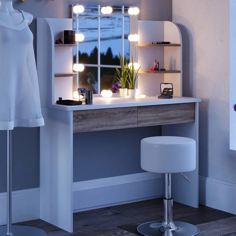 Coiffeuse Charlotte Avec Tabouret Et LED 2 Coiffeuse Charlotte Avec Tabouret Et LED – Image 2