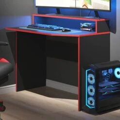 Bureau Ordinateur Kron Noir/rouge Long -Wenko Soldes Boutique 43fbc515cfa04499a880e20bd20ccf75