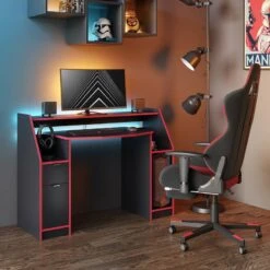 Bureau Ordinateur Joel 123cm Noir/rouge -Wenko Soldes Boutique 4822f6dd5f1244c9a97ed0c10725f1ed