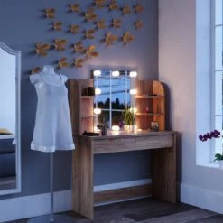 Coiffeuse Charlotte Blanc/sonoma & LED -Wenko Soldes Boutique 5137abb0a48448799922a201661f56aa