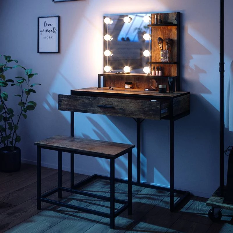 Coiffeuse Fyrk Avec Banc Et LED 3 Coiffeuse Fyrk Avec Banc Et LED – Image 3