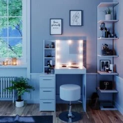 Coiffeuse Meryl Blanc & Tabouret Et LED -Wenko Soldes Boutique 58971d39f7ce4ccaa7f88b4d43ca36ed