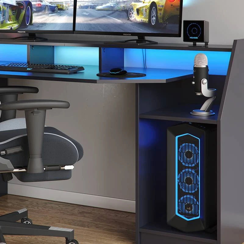 Bureau D'ordinateur Joel 180cm Noir 3 Bureau D'ordinateur Joel 180cm Noir – Image 3