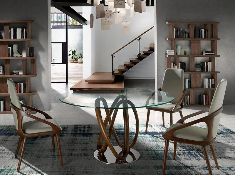 Table à Manger En Verre Trempé Et Bois 2 Table à Manger En Verre Trempé Et Bois – Image 2