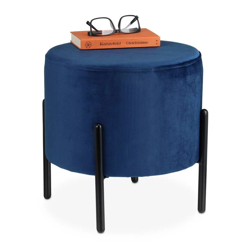 Tabouret En Velours Bleu 5 Tabouret En Velours Bleu – Image 5