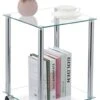 Table D'appoint En Verre Avec Roulettes