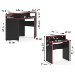 Bureau Ordinateur Kron Noir/rouge Set 5 -Wenko Soldes Boutique 68352463d5d54847ab721be5d447f382