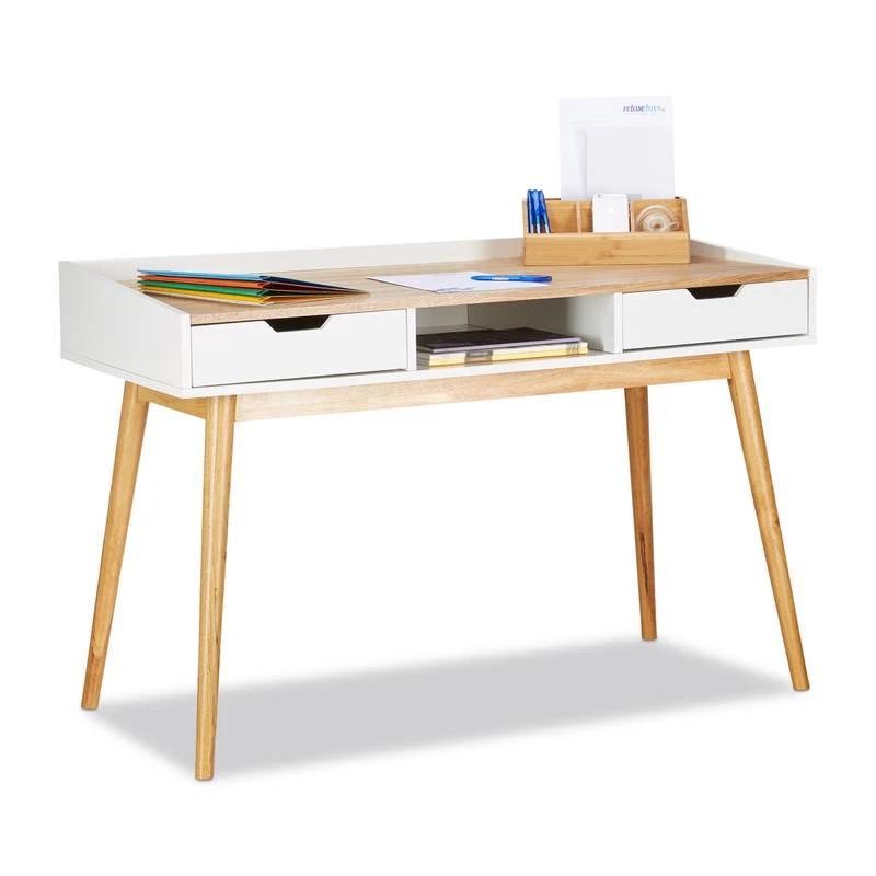 Bureau En Bois Scandinave Avec 2 Tiroirs 1 Bureau En Bois Scandinave Avec 2 Tiroirs