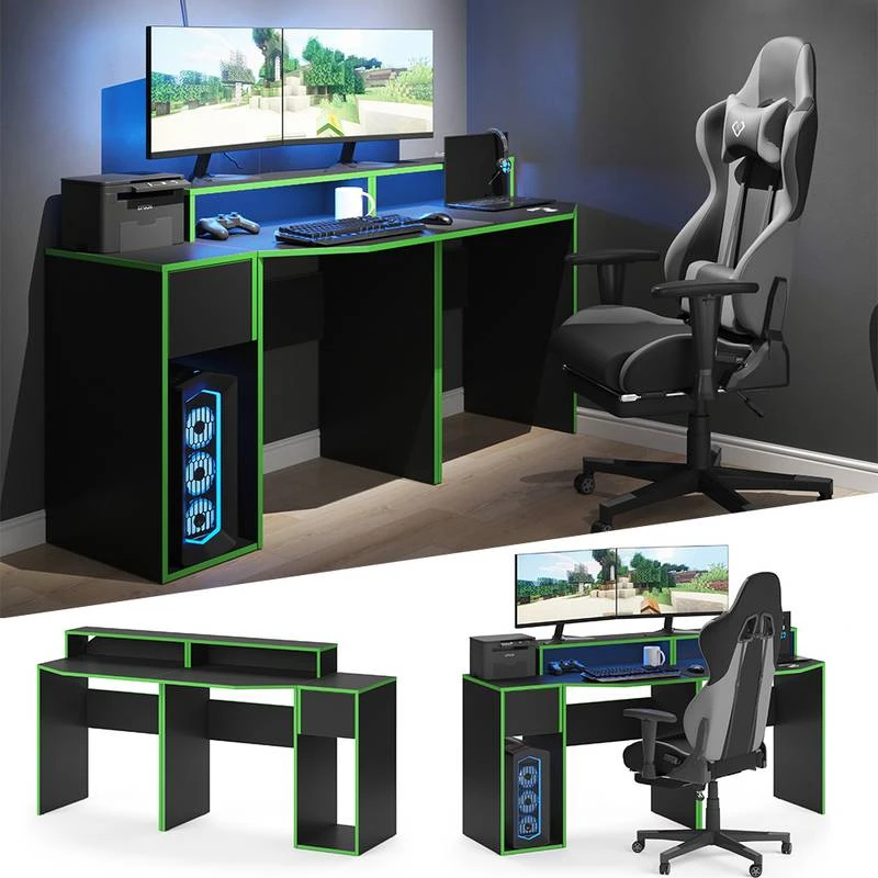 Bureau Ordinateur Kron Noir/Vert Set 8 4 Bureau Ordinateur Kron Noir/Vert Set 8 – Image 4