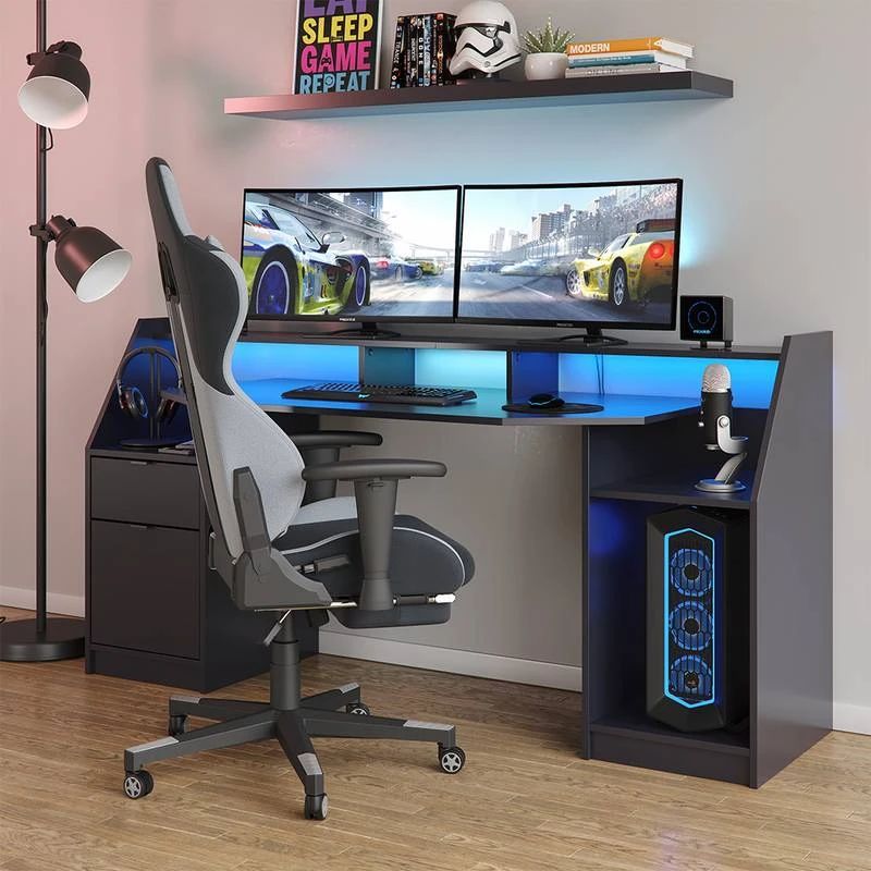 Bureau D'ordinateur Joel 180cm Noir 7 Bureau D'ordinateur Joel 180cm Noir – Image 7