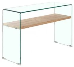 Console Verre Trempé étagère Bois ICE