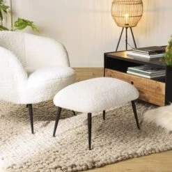 Tabouret Cosy Tissu Bouclette Blanc -Wenko Soldes Boutique 75498818cee74088aa508035edabfb64