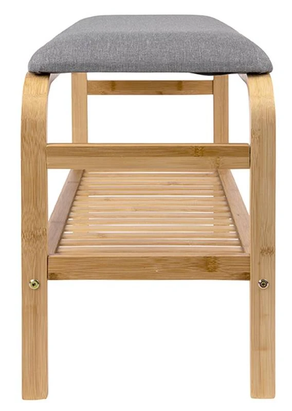 Leitmotiv Banc En Bois Et Tissu Gris 2 Leitmotiv Banc En Bois Et Tissu Gris – Image 2