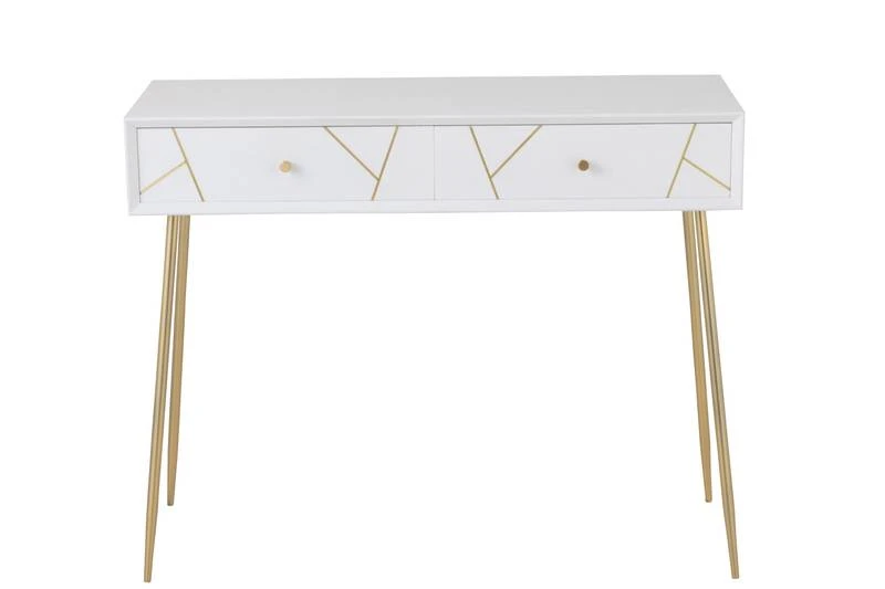 Console Rayures 2 Tiroirs Bois/metal 2 Console Rayures 2 Tiroirs Bois/metal – Image 2