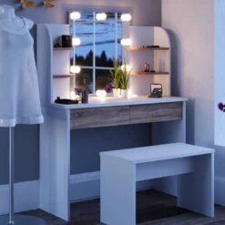 Coiffeuse Charlotte Noir, Banc & LED -Wenko Soldes Boutique 8a58c8f5a81c49c0a382a99890d85251