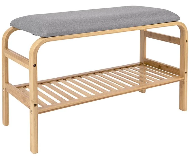 Leitmotiv Banc En Bois Et Tissu Gris 1 Leitmotiv Banc En Bois Et Tissu Gris