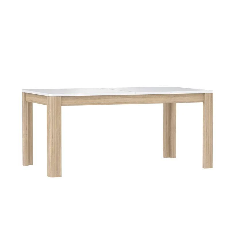 Table 160/206 Cm Plateau Blanc Et Bois 1 Table 160/206 Cm Plateau Blanc Et Bois