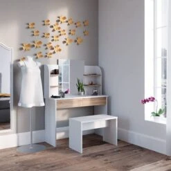 Coiffeuse Charlotte Blanc Avec Banc -Wenko Soldes Boutique 9d7a4374dd94403b930c53384e842e46