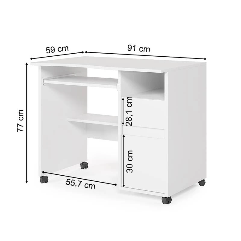 Bureau D'ordinateur Polo Blanc 7 Bureau D'ordinateur Polo Blanc – Image 7