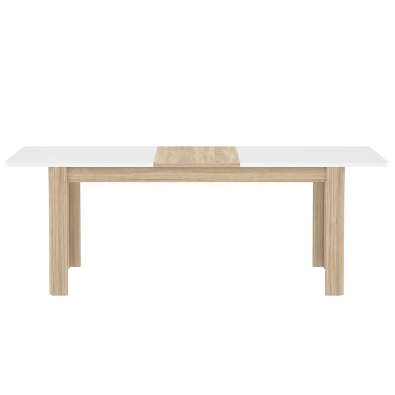 Table 160/206 Cm Plateau Blanc Et Bois 3 Table 160/206 Cm Plateau Blanc Et Bois – Image 3