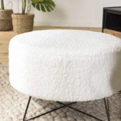 Pouf Rond Tissu Bouclette Blanc -Wenko Soldes Boutique a0d7a57af49841d9bc90315e3260419a