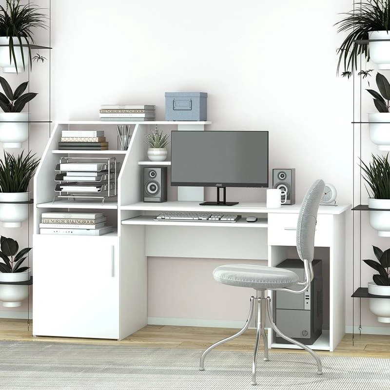 Bureau Ordinateur Edwin Blanc 2 Bureau Ordinateur Edwin Blanc – Image 2