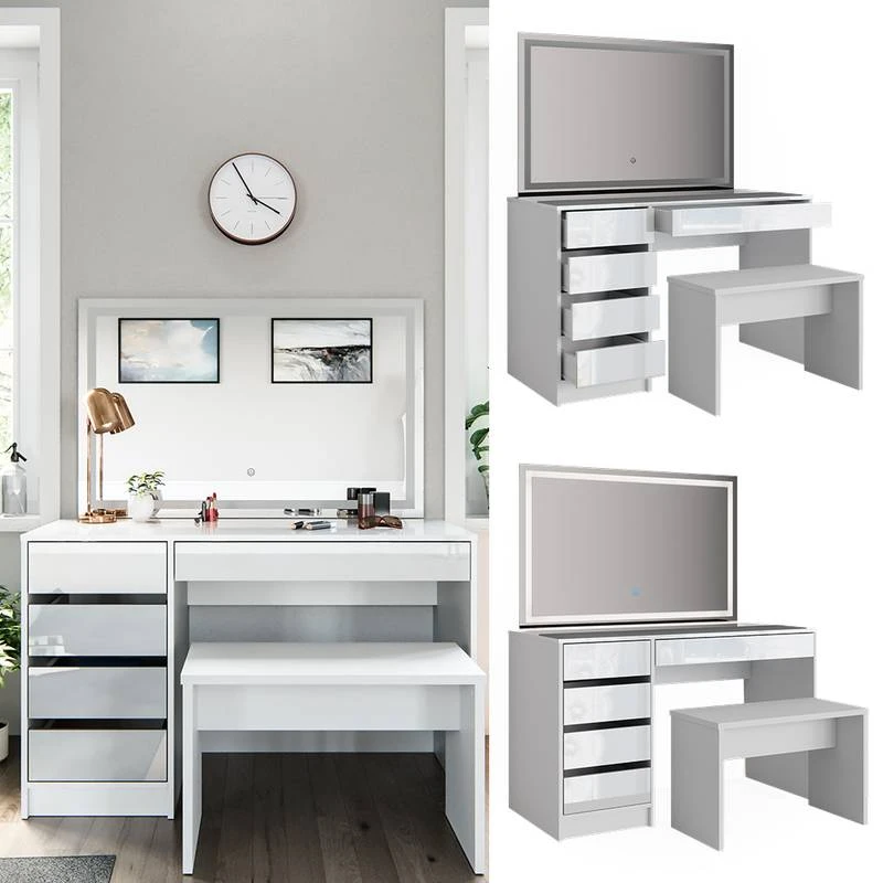 Coiffeuse Sherry Avec Miroir LED Et Banc 3 Coiffeuse Sherry Avec Miroir LED Et Banc – Image 3