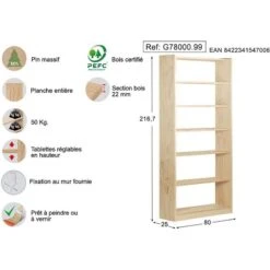 Bibliothèque Gala En Pin 7 Tablettes -Wenko Soldes Boutique b35cd918338549b5bee2bd999cfe70ae