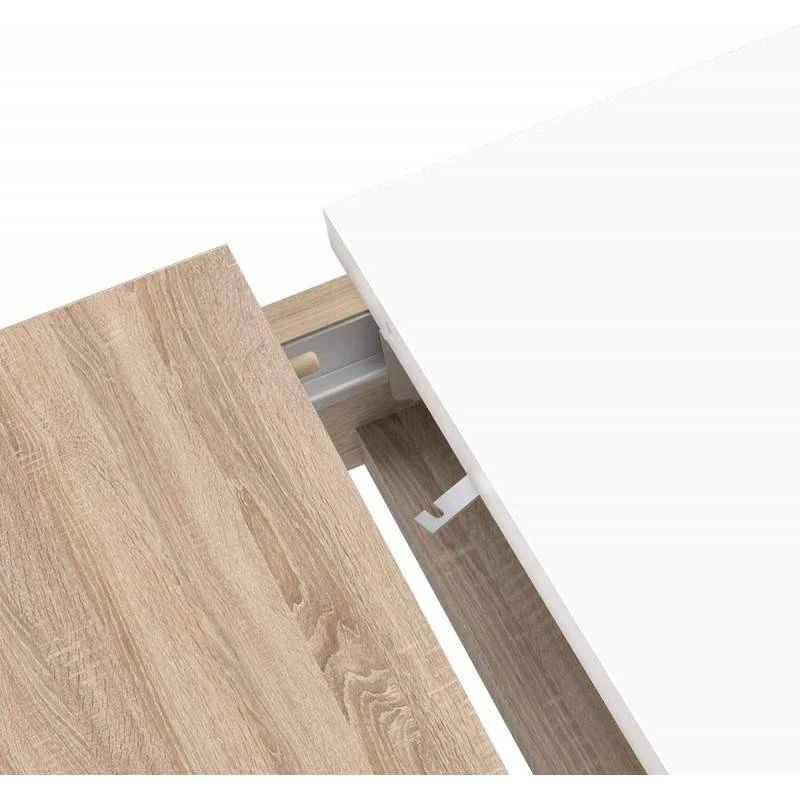 Table 160/206 Cm Plateau Blanc Et Bois 5 Table 160/206 Cm Plateau Blanc Et Bois – Image 5