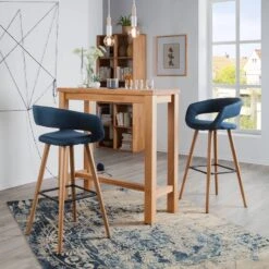 Table De Bar LeeWOOD -Wenko Soldes Boutique barstuhl volda 2er set webstoff eiche massiv dunkelblau 4031180
