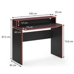 Bureau Ordinateur Kron Noir/rouge Long -Wenko Soldes Boutique be5787733f4b4b71899582b01becf79a