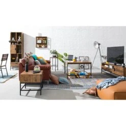 Bout De Canapé GRASBY -Wenko Soldes Boutique beistelltisch grasby altholz pinie metall pinie dunkel schwarz 4884656